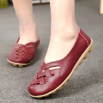 OCW Leather Women Loafers Hollow Out Breathable Comfortable Summer Female Shoes