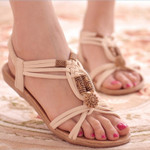 OCW Vintage Woman Sandals Summer Beach Bohemia Flat Sandals Size 6-10.5