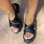 OCW Sandals For Women Summer New Fashion Thick Bottom Chain Opened Toe Leisure Comfort Size 6-11