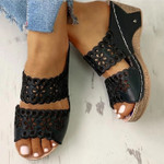 OCW Women Summer Embroidery Sandals Open Toe Platform Wedge Slides Beach Size 6-9