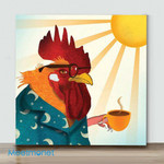 Mini – Chicken Drinking Coffee(Already Framed Canvas)