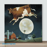 Mini-Cow Jumps Over The Moon(Already Framed Canvas)