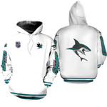 San Jose Sharks NHL Ice Hockey Team SJ Sharkie Logo Mascot White 3D Designed Allover Gift For Sharks Fans
