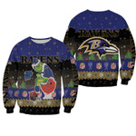 Santa Grinch Baltimore Ravens Sitting on Bears Cowboys Buccaneers Toilet Christmas Gift For Ravens Fans