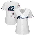 Miami Marlins Majestic Womens 2019 Jackie Robinson Day Official Cool Base Jersey White 2019