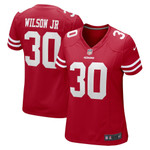 Womens San Francisco 49ers Jeff Wilson Jr Scarlet Game Jersey Gift for San Francisco 49Ers fans