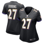 Womens Baltimore Ravens JK Dobbins Black Game Jersey Gift for Baltimore Ravens fans