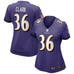 Womens Baltimore Ravens Chuck Clark Purple Game Jersey Gift for Baltimore Ravens fans