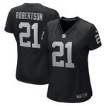 Womens Las Vegas Raiders Amik Robertson Black Team Game Jersey Gift for Las Vegas Raiders fans