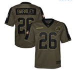 New York Giants Saquon Barkley 26 NFL Olive 2021 Salute To Service Game Men Jersey For Giants Fans