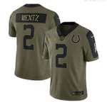 Colts Carson Wentz 2 NFL Olive 2021 Salute To Service Player Men Jersey For Colts Lovers