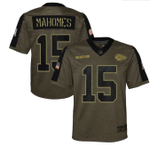 Kansas City Chiefs Patrick Mahomes 15 NFL Olive 2021 Salute To Service Game Men Jersey For Chiefs Fans