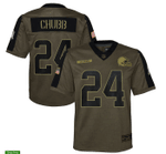 Cleveland Browns Nick Chubb 24 NFL Olive 2021 Salute To Service Game Men Jersey For Browns Fans