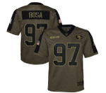 San Francisco 49ers Nick Bosa 97 NFL Olive 2021 Salute To Service Game Men Jersey For 49ers Fans