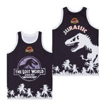 The Lost World Jurassic Logo Pattern Basketball Black Jersey Gift For Jurassic Fans