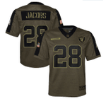 Las Vegas Raiders Josh Jacobs 28 NFL Olive 2021 Salute To Service Game Men Jersey For Raiders Fans