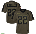 Carolina Panthers Christian McCaffrey 22 NFL Olive 2021 Salute To Service Game Men Jersey For Panthers Fans