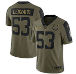 Colts Darius Leonard 53 NFL Olive 2021 Salute To Service Player Men Jersey For Colts Lovers