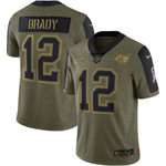 Mens Tampa Bay Buccaneers Tom Brady Olive 2021 Salute To Service Player Jersey gift for Tampa Bay Buccaneers fans