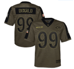 Los Angeles Rams Aaron Donald 99 NFL Olive 2021 Salute To Service Game Men Jersey For Rams Fans