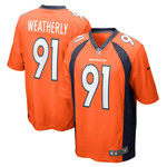 Mens Denver Broncos Stephen Weatherly Orange Game Jersey gift for Denver Broncos fans