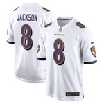 Mens Baltimore Ravens Lamar Jackson White Game Jersey gift for Baltimore Ravens fans