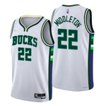 Milwaukee Bucks Khris Middleton #22 NBA Basketball City Edition White Jersey Gift For Bucks Fans