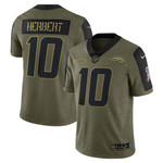 Mens Los Angeles Chargers Justin Herbert Olive 2021 Salute To Service Player Jersey gift for Los Angeles Chargers fans