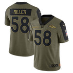 Mens Denver Broncos Von Miller Olive 2021 Salute To Service Player Jersey gift for Denver Broncos fans