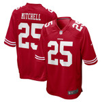Mens San Francisco 49ers Elijah Mitchell Scarlet Player Game Jersey gift for San Francisco 49Ers fans