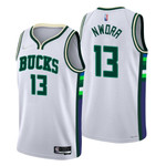 Milwaukee Bucks Jordan Nwora #13 NBA Basketball City Edition White Jersey Gift For Bucks Fans