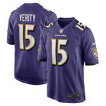 Mens Baltimore Ravens Jake Verity Purple Game Jersey gift for Baltimore Ravens fans