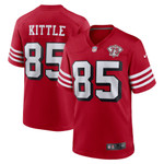 Mens San Francisco 49ers George Kittle Scarlet 75th Anniversary Alternate Game Jersey gift for San Francisco 49Ers fans