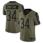 Mens Chicago Bears Walter Payton Olive 2021 Salute To Service Retired Player Jersey gift for Chicago Bears fans
