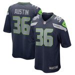 Mens Seattle Seahawks Blessuan Austin College Navy Game Player Jersey gift for Seattle Seahawks fans