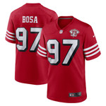 Mens San Francisco 49ers Nick Bosa Scarlet 75th Anniversary Alternate Game Jersey gift for San Francisco 49Ers fans