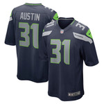 Mens Seattle Seahawks Blessuan Austin College Navy Game Jersey gift for Seattle Seahawks fans