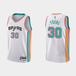 San Antonio Spurs Thaddeus Young #30 NBA Basketball City Edition White Jersey Gift For Spurs Fans