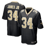 Mens New Orleans Saints Tony Jones Jr Black Player Game Jersey gift for New Orleans Saints fans