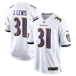 Mens Baltimore Ravens Jamal Lewis White Retired Player Game Jersey gift for Baltimore Ravens fans