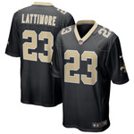 Mens New Orleans Saints Marshon Lattimore Black Game Jersey gift for New Orleans Saints fans