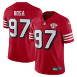 Mens San Francisco 49ers Nick Bosa Scarlet 75th Anniversary Jersey gift for San Francisco 49Ers fans