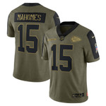 Mens Kansas City Chiefs Patrick Mahomes Olive 2021 Salute To Service Player Jersey gift for Kansas City Chiefs fans