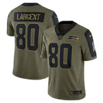 Mens Seattle Seahawks Steve Largent Olive 2021 Salute To Service Retired Player Jersey gift for Seattle Seahawks fans