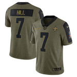 Mens New Orleans Saints Taysom Hill Olive 2021 Salute To Service Player Jersey gift for New Orleans Saints fans
