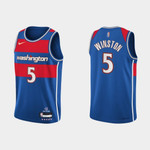Washington Wizards Cassius Winston #5 NBA Basketball City Edition Blue Jersey Gift For Wizards Fans