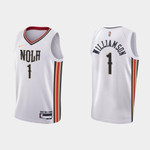 New Orleans Pelicans Zion Williamson #1 NBA Basketball City Edition White Jersey Gift For Pelicans Fans