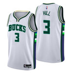 Milwaukee Bucks George Hill #3 NBA Basketball City Edition White Jersey Gift For Bucks Fans