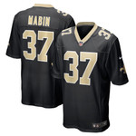Mens New Orleans Saints Dylan Mabin Black Game Player Jersey gift for New Orleans Saints fans