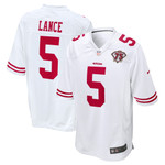 Mens San Francisco 49ers Trey Lance White 75th Anniversary Player Jersey gift for San Francisco 49Ers fans